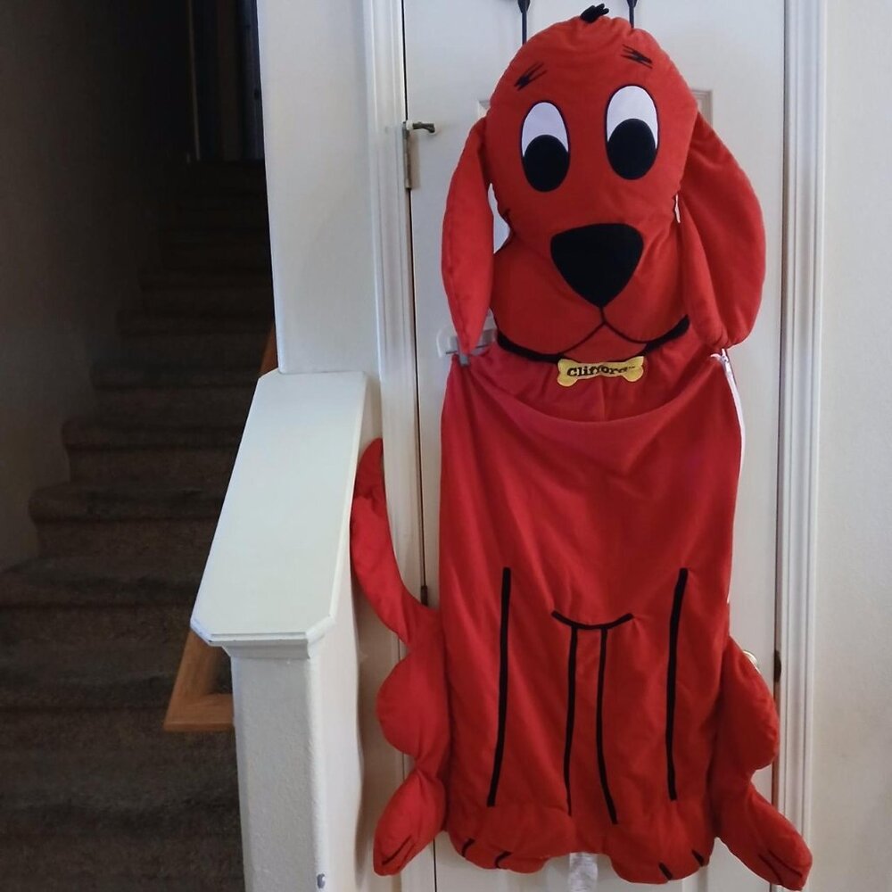 Y2K Vintage 2001 Scholastic Clifford The Big Red Dog Plush Kids Sz Sleeping Bag